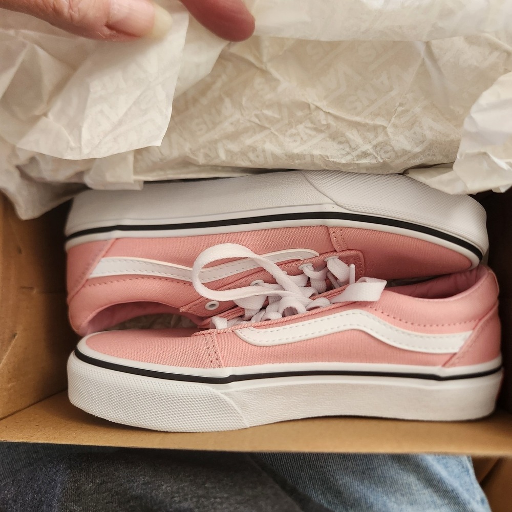 Vans NIB Ward Youth Size 2.0 Canvas Honeysuckle Girls Powder Pink/White - Picture 4 of 9
